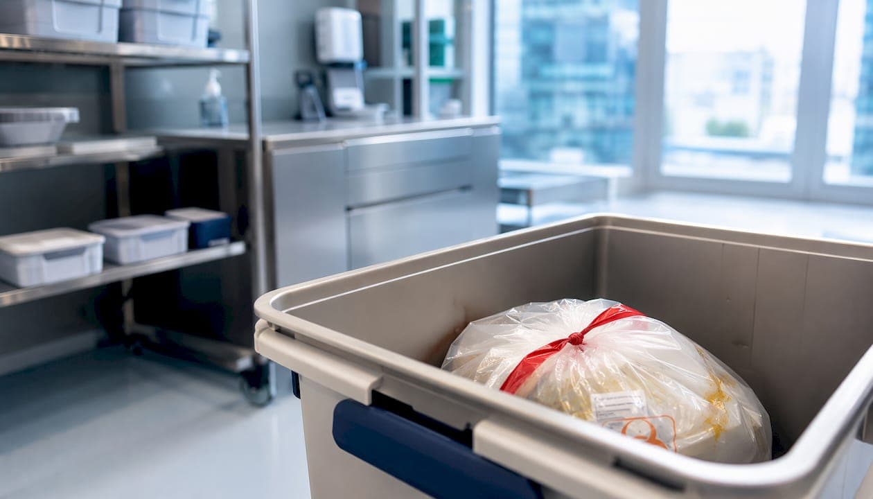 Conteneur sécurisé pour la collecte des déchets infectieux en centre de tri
