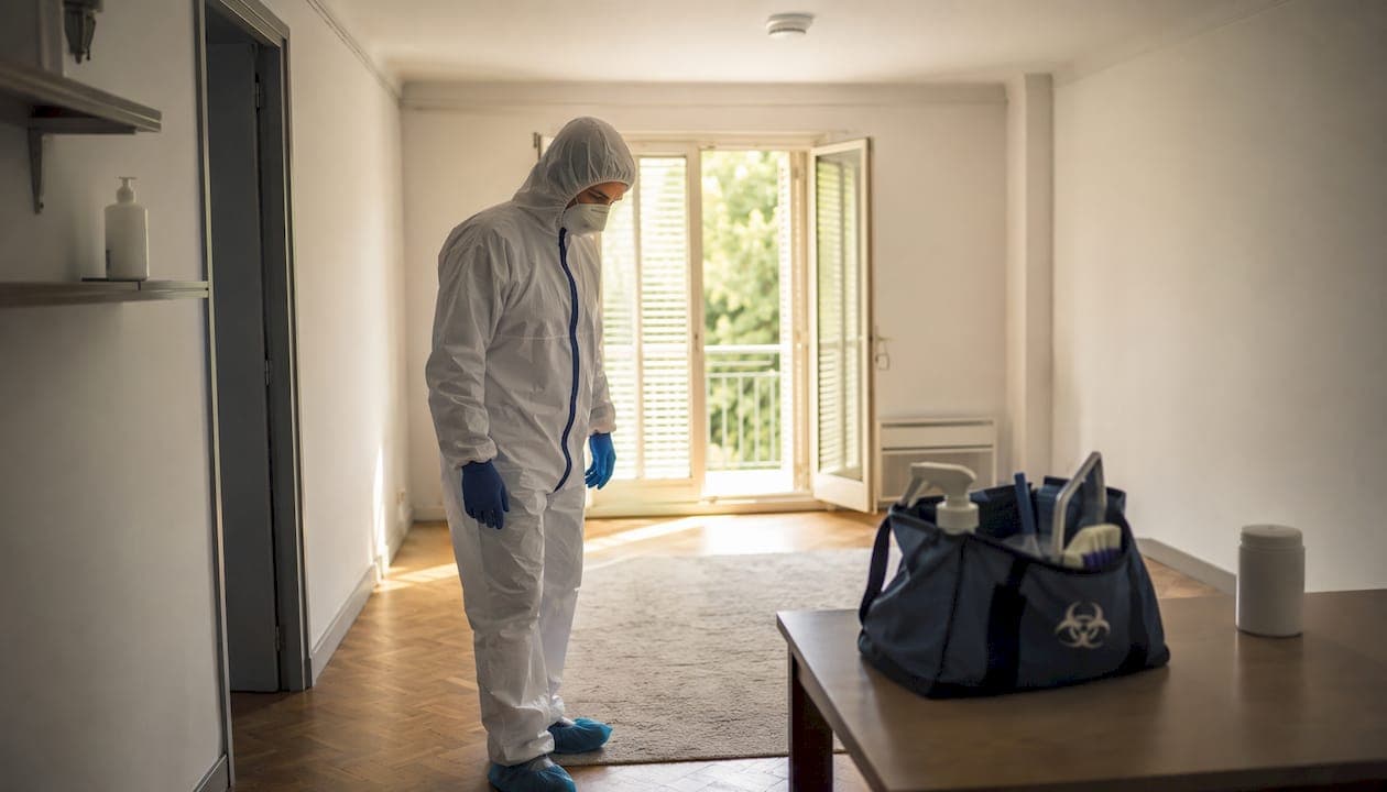 Technicien en protection intervenant dans un logement après un décès