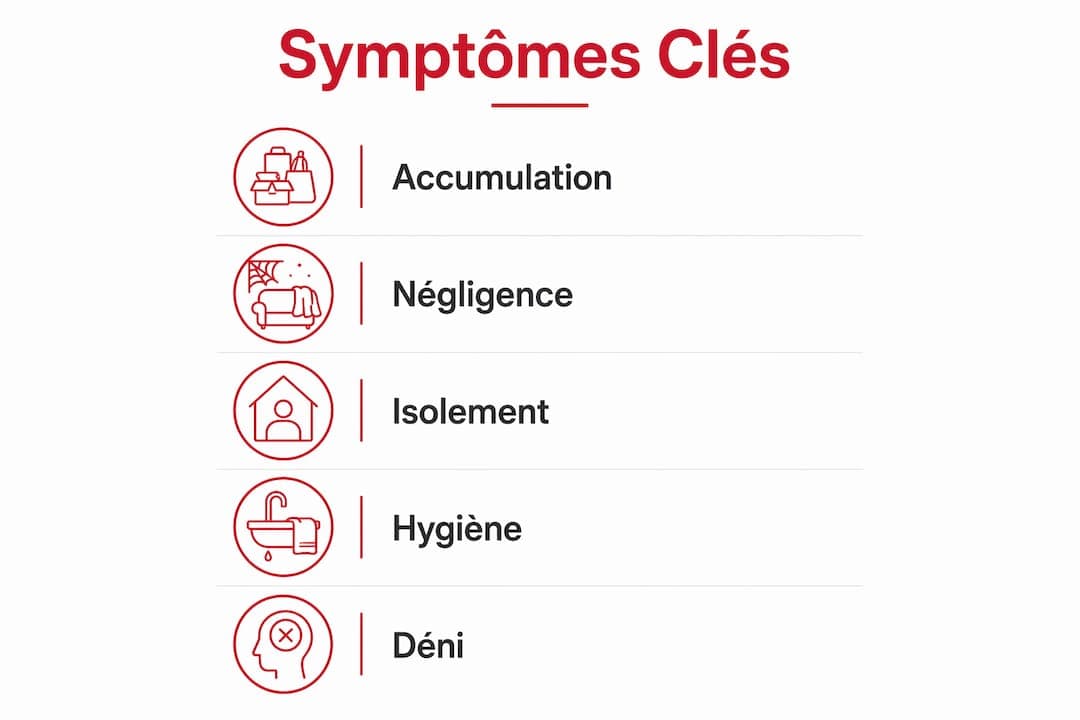 Infographie présentant les principaux signes du syndrome de Diogène