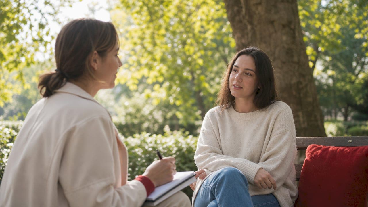 Séance de thérapie cognitivo-comportementale entre un patient et une soignante