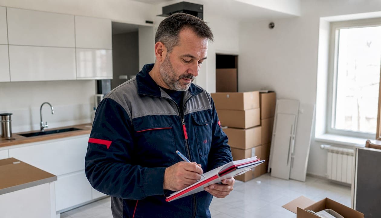 Homme supervisant le débarras d'un appartement
